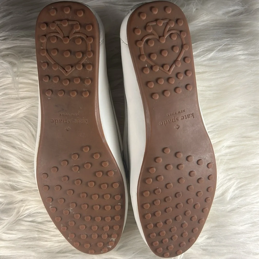 KATE SPADE Loafers Women's Size 8 Kate Spade Carmen S1350018 White Leather Shoes - Picture 9 of 15
